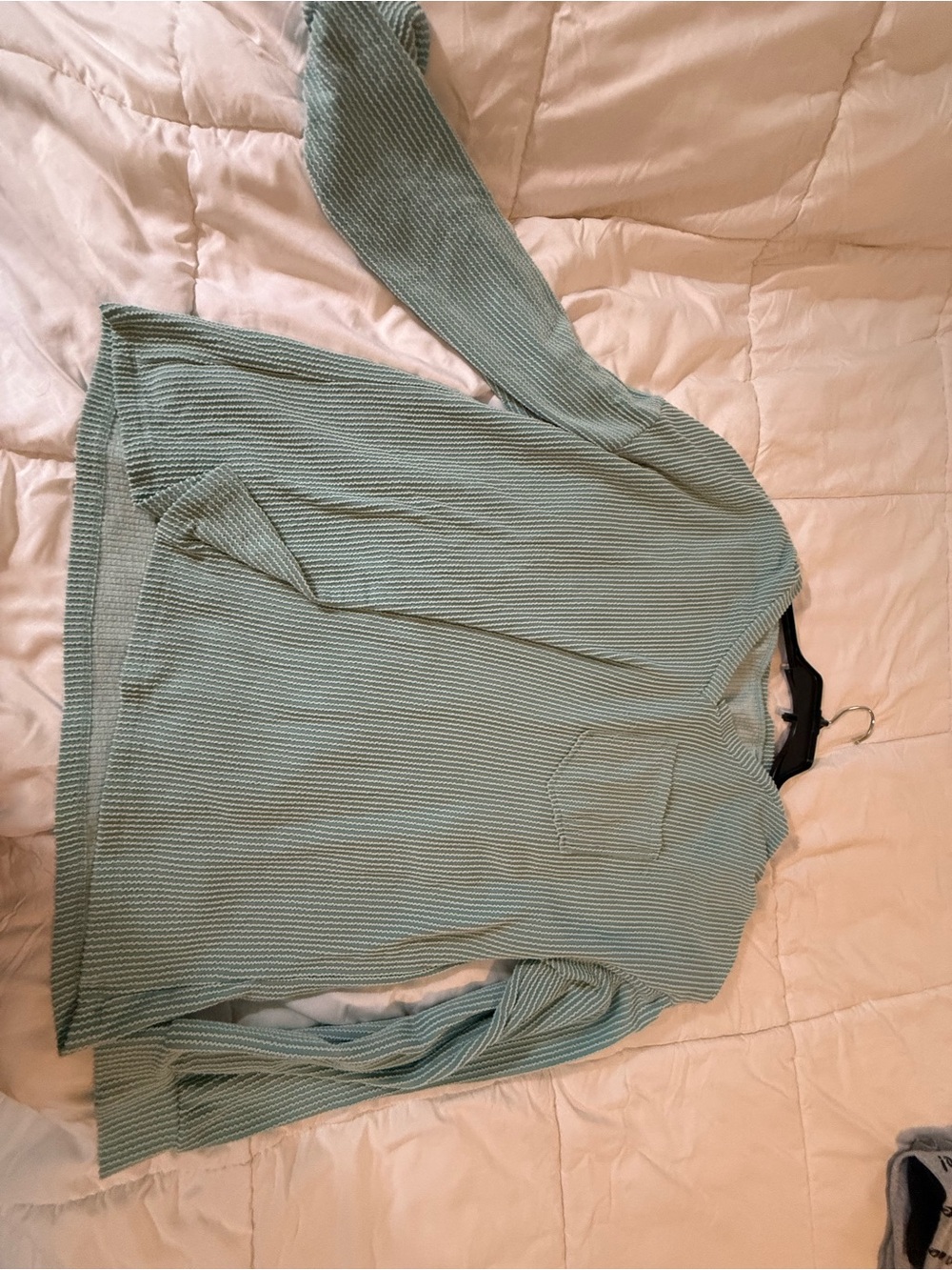 Light Green Waffle Knit Long Sleeve Top